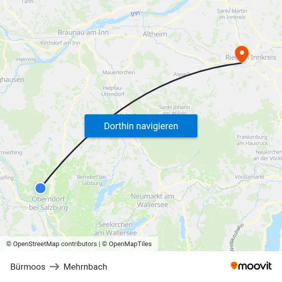 Bürmoos to Mehrnbach map