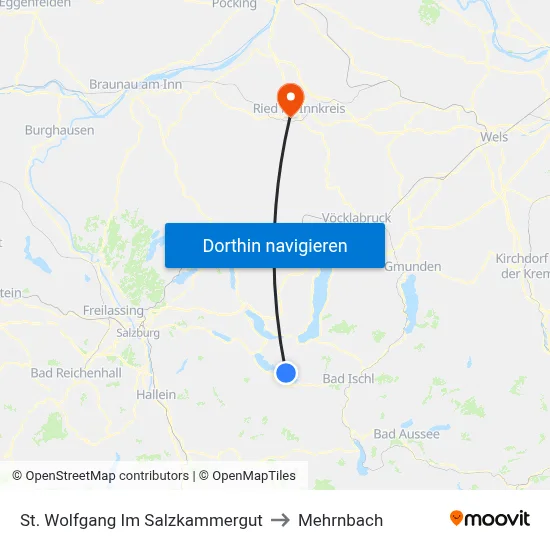 St. Wolfgang Im Salzkammergut to Mehrnbach map