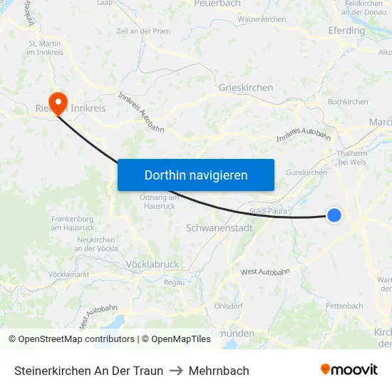 Steinerkirchen An Der Traun to Mehrnbach map