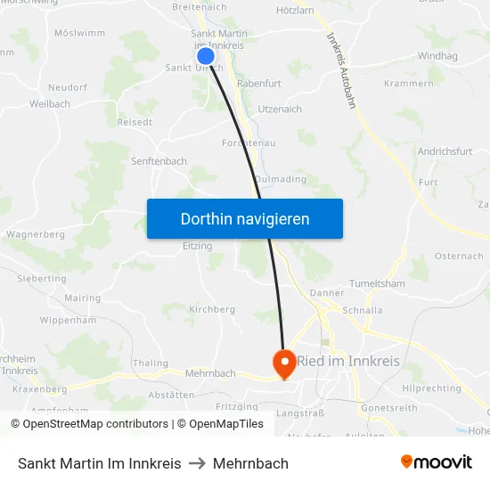 Sankt Martin Im Innkreis to Mehrnbach map