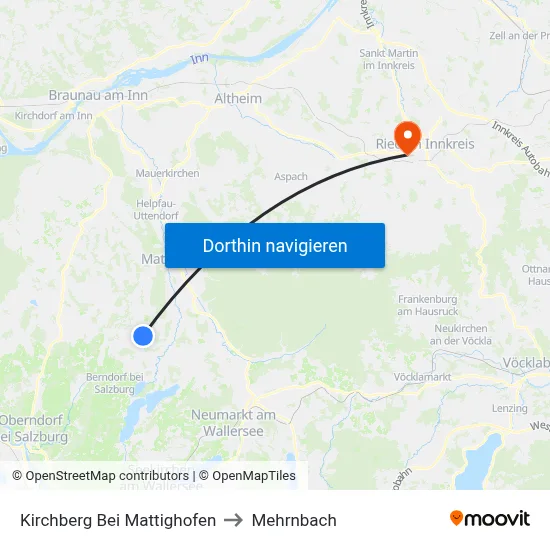 Kirchberg Bei Mattighofen to Mehrnbach map