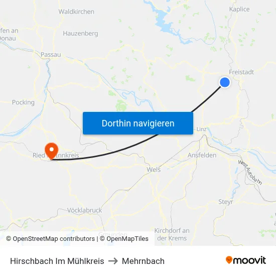 Hirschbach Im Mühlkreis to Mehrnbach map