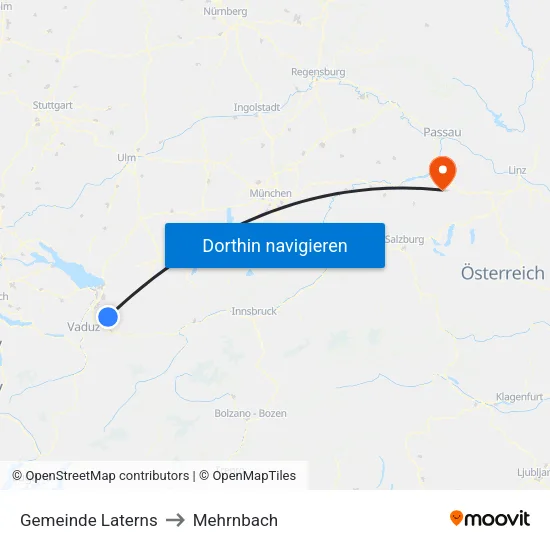 Gemeinde Laterns to Mehrnbach map