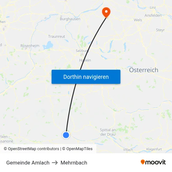 Gemeinde Amlach to Mehrnbach map