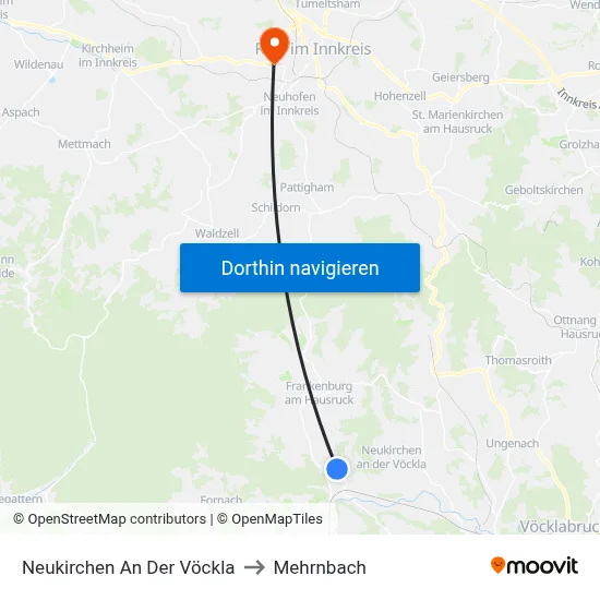 Neukirchen An Der Vöckla to Mehrnbach map