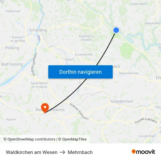 Waldkirchen am Wesen to Mehrnbach map