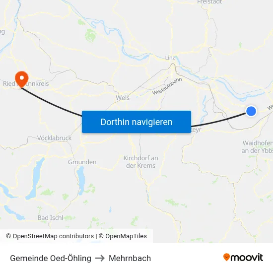 Gemeinde Oed-Öhling to Mehrnbach map