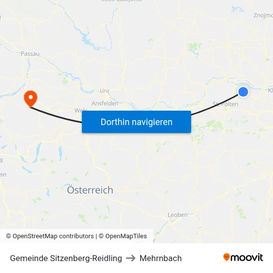 Gemeinde Sitzenberg-Reidling to Mehrnbach map