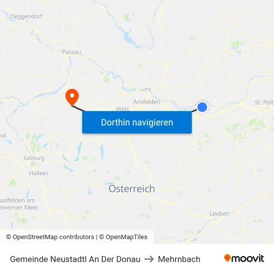Gemeinde Neustadtl An Der Donau to Mehrnbach map