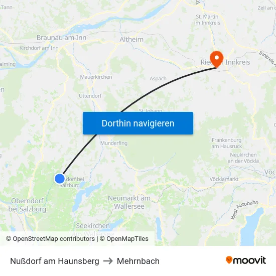 Nußdorf am Haunsberg to Mehrnbach map