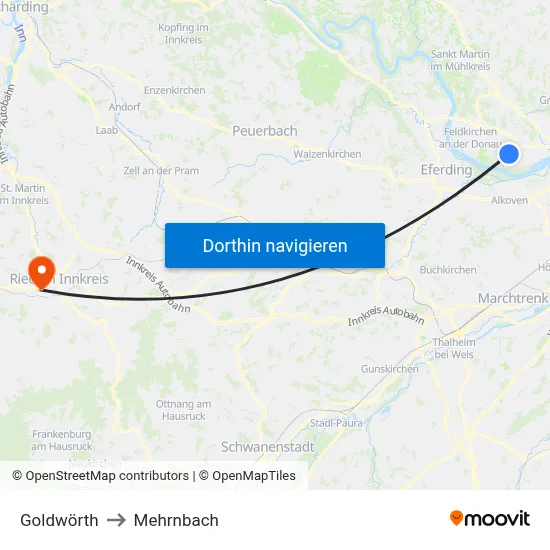 Goldwörth to Mehrnbach map