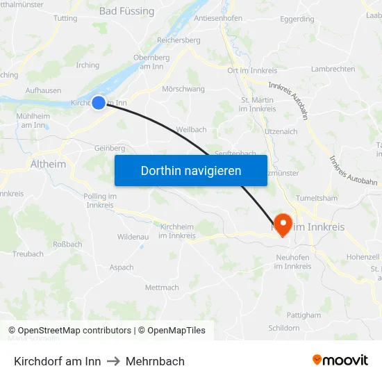 Kirchdorf am Inn to Mehrnbach map