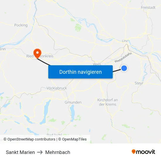 Sankt Marien to Mehrnbach map