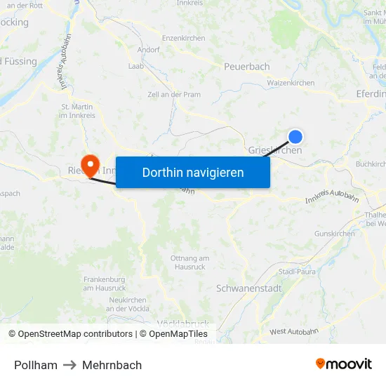 Pollham to Mehrnbach map