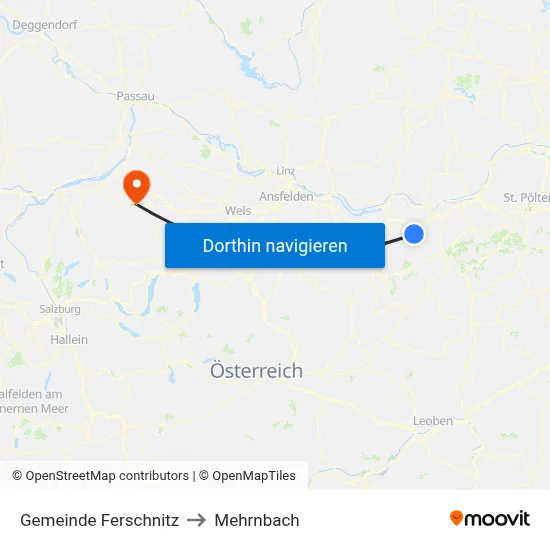 Gemeinde Ferschnitz to Mehrnbach map
