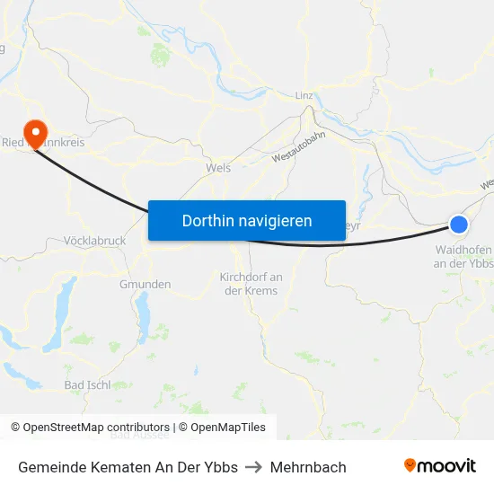 Gemeinde Kematen An Der Ybbs to Mehrnbach map
