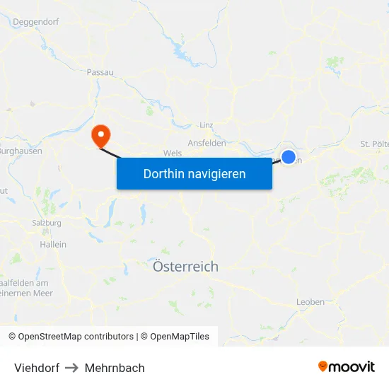 Viehdorf to Mehrnbach map