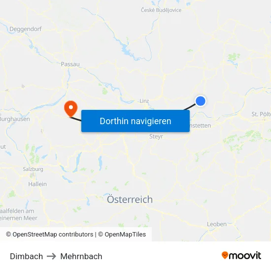 Dimbach to Mehrnbach map