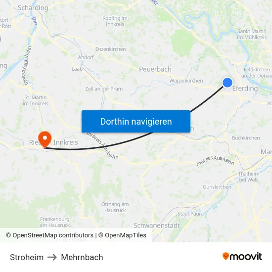Stroheim to Mehrnbach map