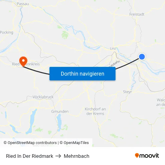 Ried In Der Riedmark to Mehrnbach map