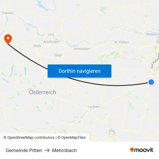 Gemeinde Pitten to Mehrnbach map