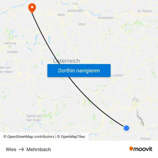 Wies to Mehrnbach map
