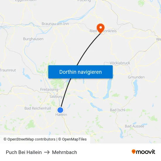 Puch Bei Hallein to Mehrnbach map