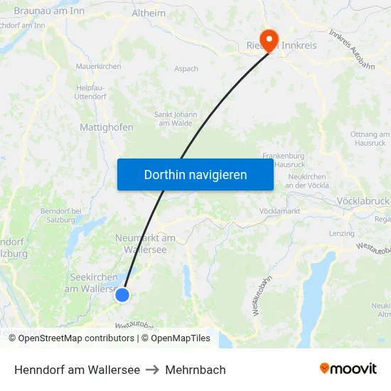 Henndorf am Wallersee to Mehrnbach map