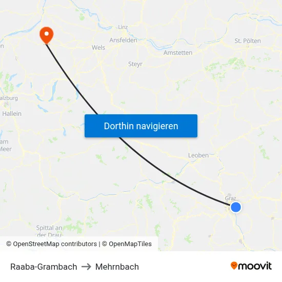 Raaba-Grambach to Mehrnbach map