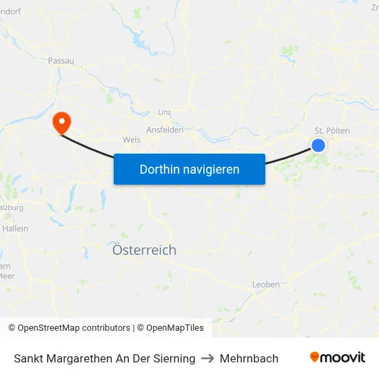 Sankt Margarethen An Der Sierning to Mehrnbach map