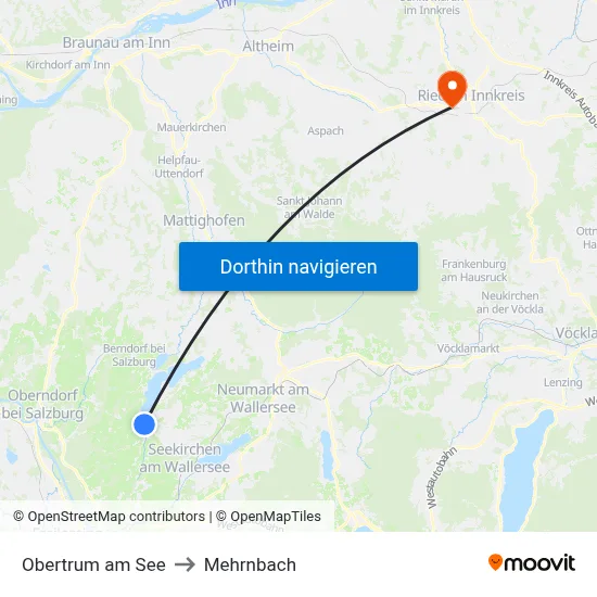 Obertrum am See to Mehrnbach map