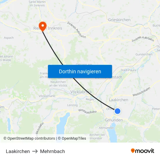 Laakirchen to Mehrnbach map