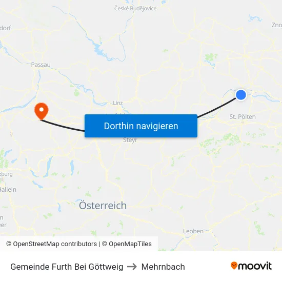 Gemeinde Furth Bei Göttweig to Mehrnbach map