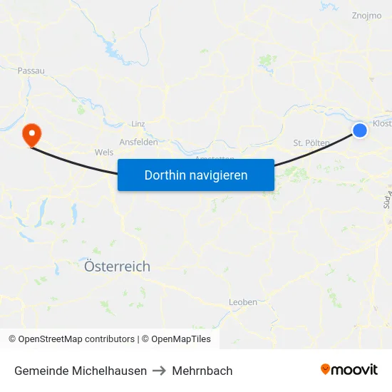 Gemeinde Michelhausen to Mehrnbach map