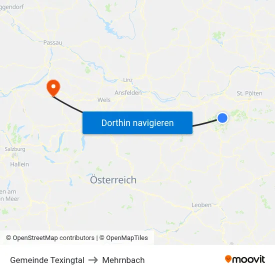 Gemeinde Texingtal to Mehrnbach map