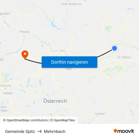Gemeinde Spitz to Mehrnbach map