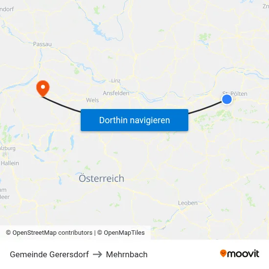Gemeinde Gerersdorf to Mehrnbach map