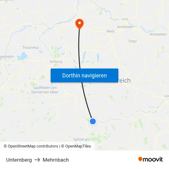 Unternberg to Mehrnbach map