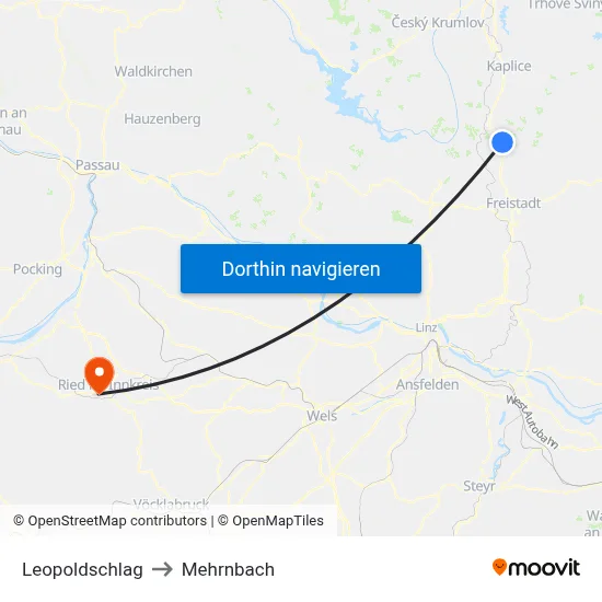 Leopoldschlag to Mehrnbach map