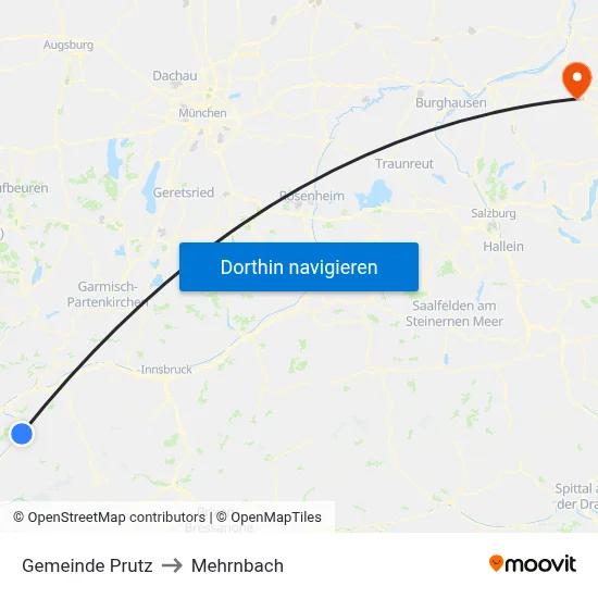 Gemeinde Prutz to Mehrnbach map