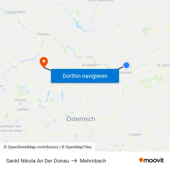 Sankt Nikola An Der Donau to Mehrnbach map