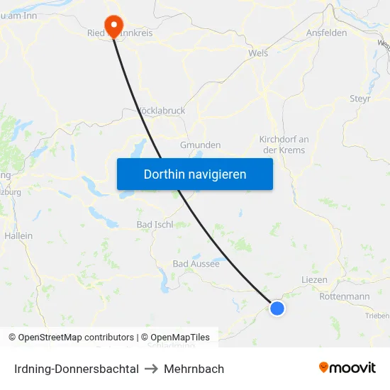 Irdning-Donnersbachtal to Mehrnbach map
