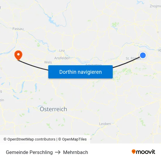 Gemeinde Perschling to Mehrnbach map