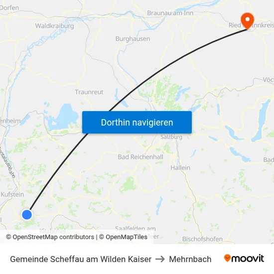 Gemeinde Scheffau am Wilden Kaiser to Mehrnbach map