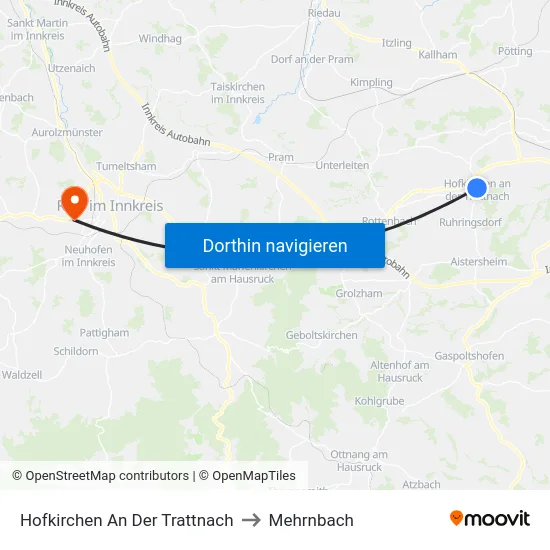 Hofkirchen An Der Trattnach to Mehrnbach map