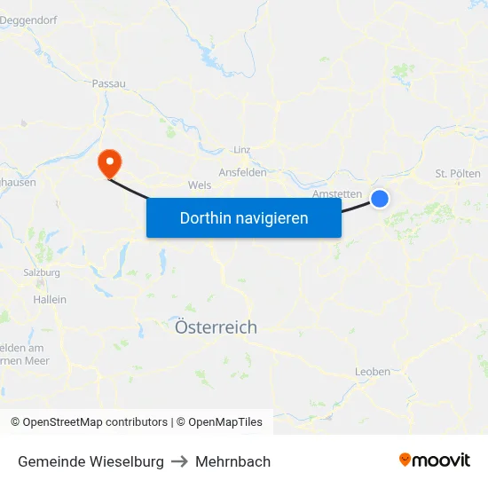 Gemeinde Wieselburg to Mehrnbach map