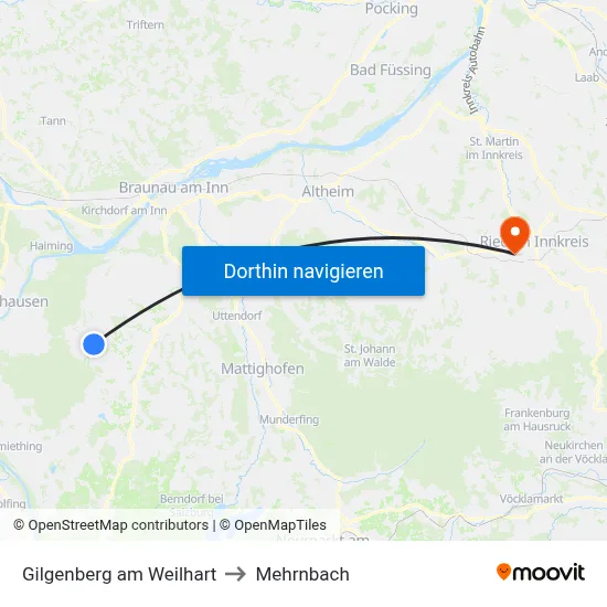 Gilgenberg am Weilhart to Mehrnbach map