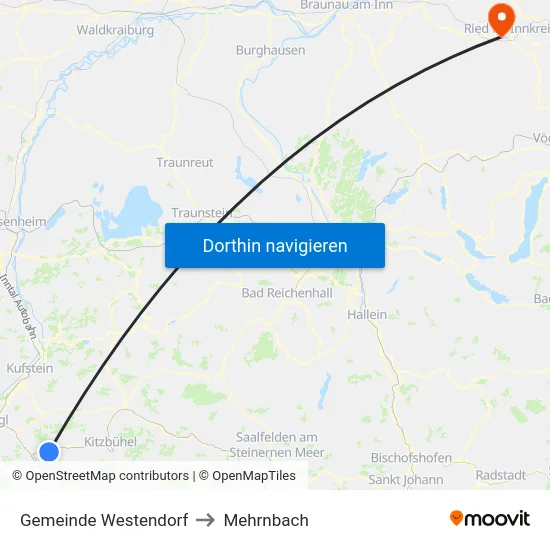 Gemeinde Westendorf to Mehrnbach map