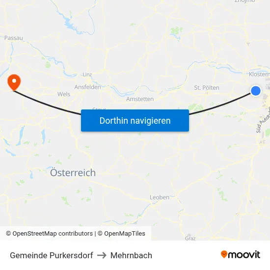 Gemeinde Purkersdorf to Mehrnbach map