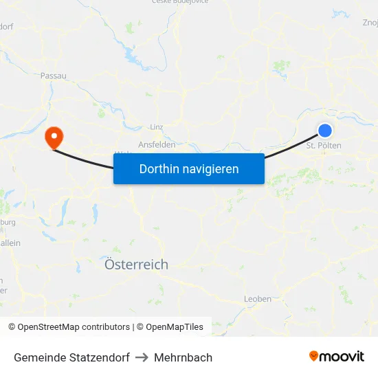 Gemeinde Statzendorf to Mehrnbach map
